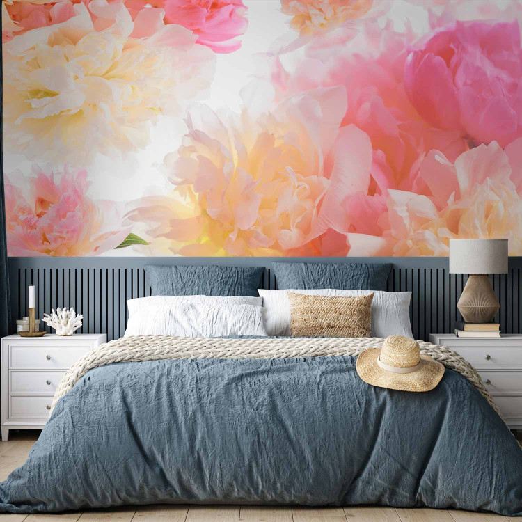 Photo Wallpaper Pastel peonies - uniform floral motif in subtle colours 97339 additionalImage 2