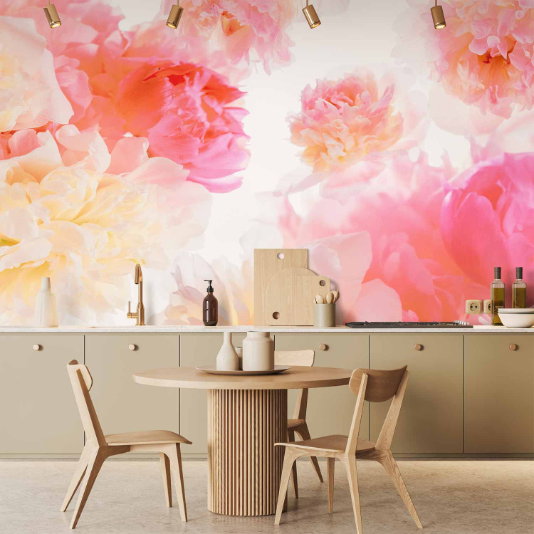 Photo Wallpaper Pastel peonies - uniform floral motif in subtle colours 97339 additionalImage 6