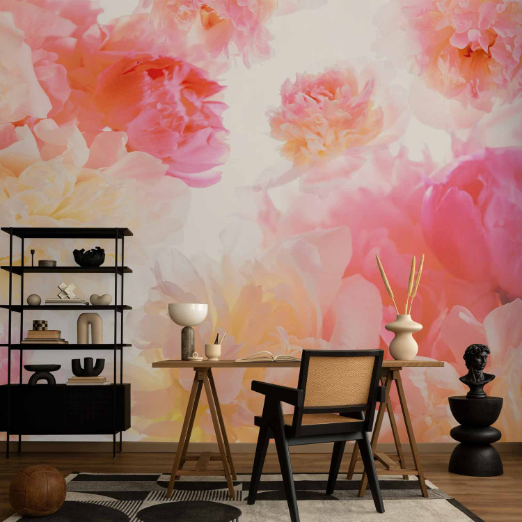 Photo Wallpaper Pastel peonies - uniform floral motif in subtle colours 97339 additionalImage 4