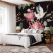 Wall Mural Land of freedom - birds and colourful flowers motif on a black background 98239 additionalThumb 2