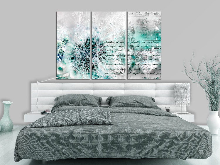 Canvas Art Print Cold Breeze (3-piece) - Quotes and Botanical Motifs in Water's Gleam 105749 additionalImage 3