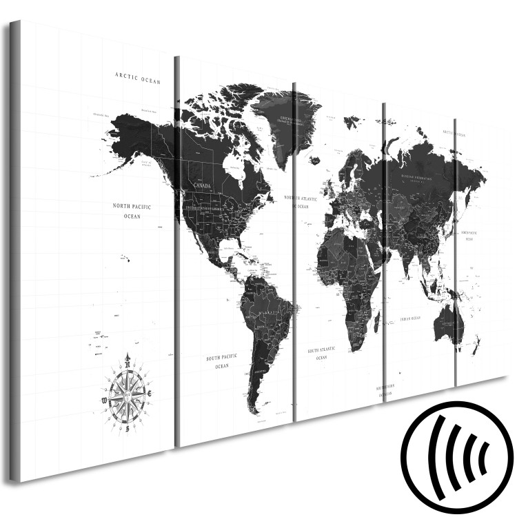 Canvas Black and White Map (5 Parts) Narrow 108449 additionalImage 6
