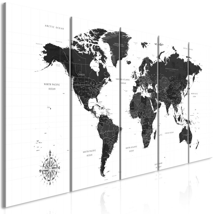 Canvas Black and White Map (5 Parts) Narrow 108449 additionalImage 2