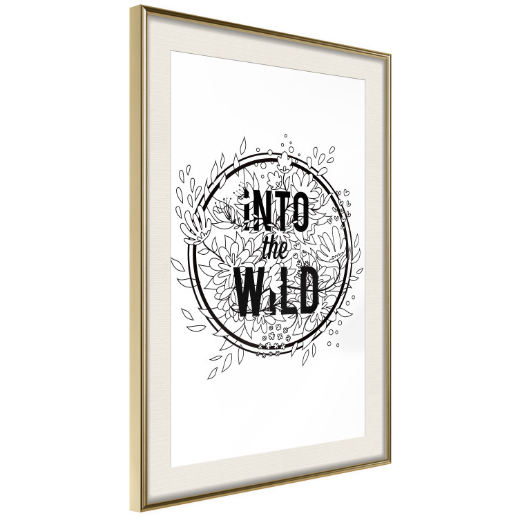 Wall Poster Into the Wild - black and white composition with a floral motif and texts 116349 additionalImage 2
