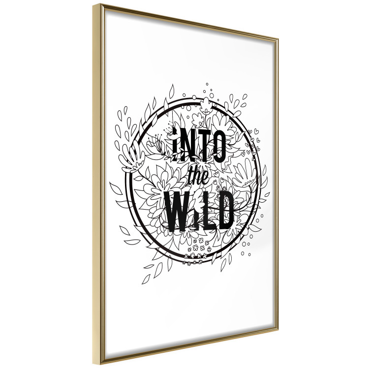 Wall Poster Into the Wild - black and white composition with a floral motif and texts 116349 additionalImage 14