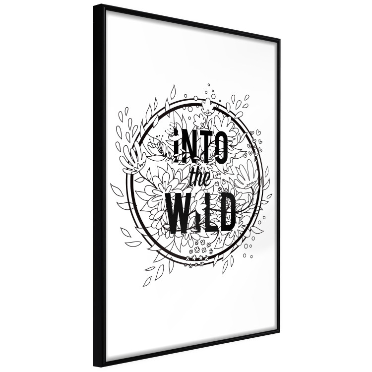 Wall Poster Into the Wild - black and white composition with a floral motif and texts 116349 additionalImage 12
