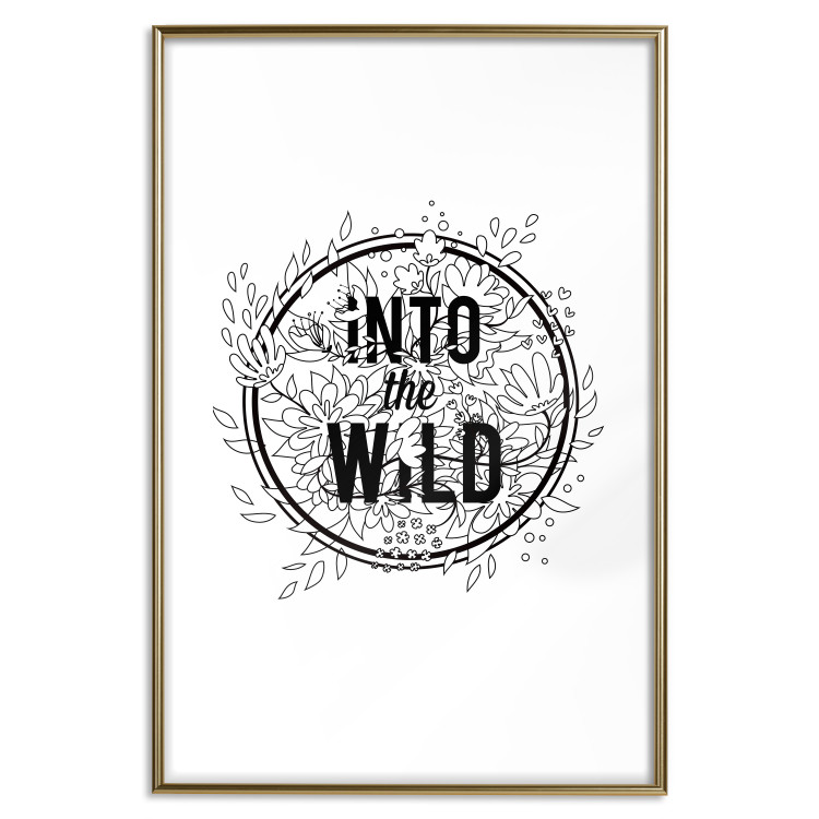 Wall Poster Into the Wild - black and white composition with a floral motif and texts 116349 additionalImage 14