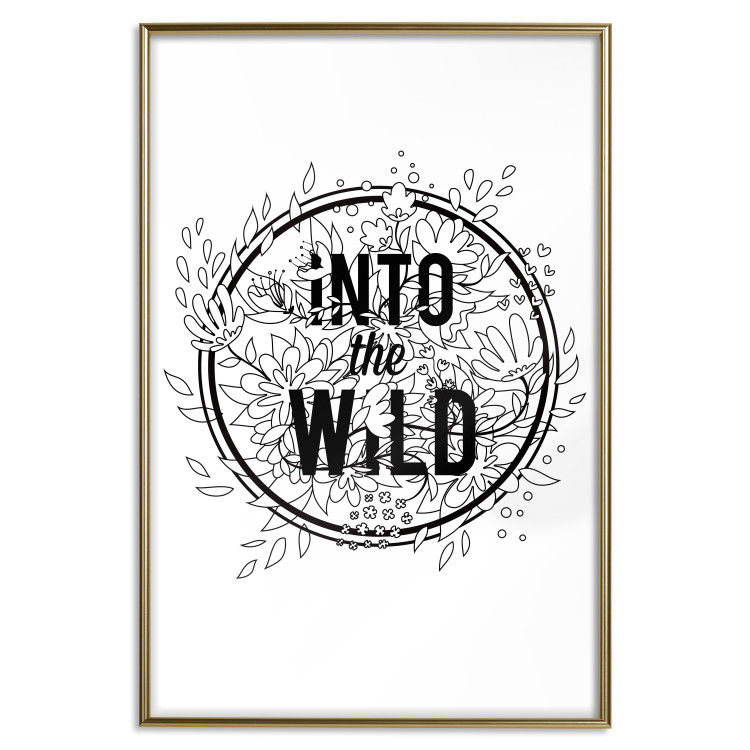 Wall Poster Into the Wild - black and white composition with a floral motif and texts 116349 additionalImage 16