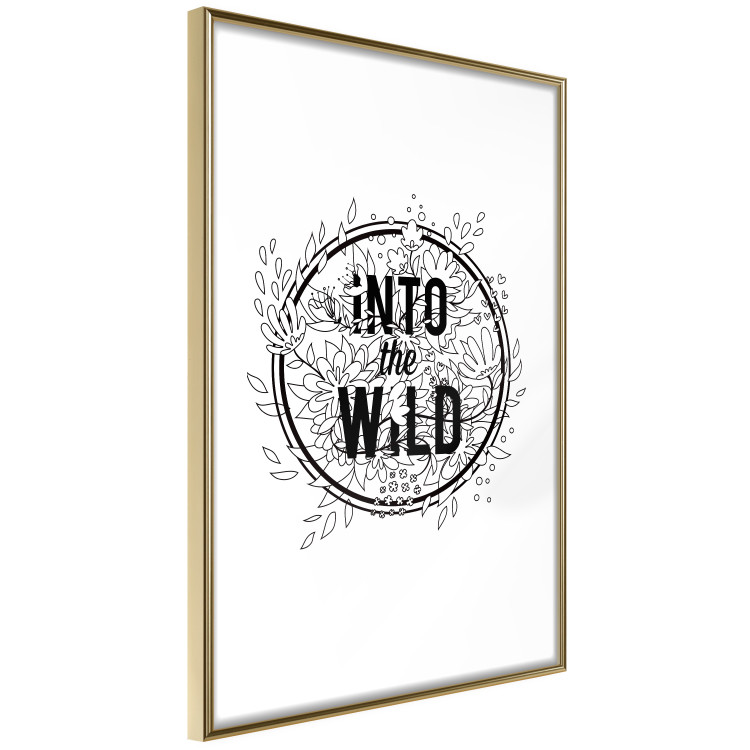 Wall Poster Into the Wild - black and white composition with a floral motif and texts 116349 additionalImage 8