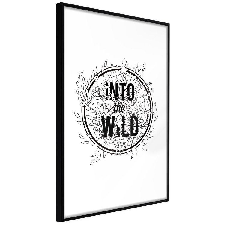 Wall Poster Into the Wild - black and white composition with a floral motif and texts 116349 additionalImage 13