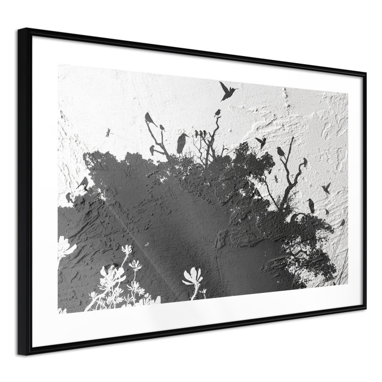 Poster Shadow of Nature - black and white landscape of tree and birds on a rough background 117249 additionalImage 13