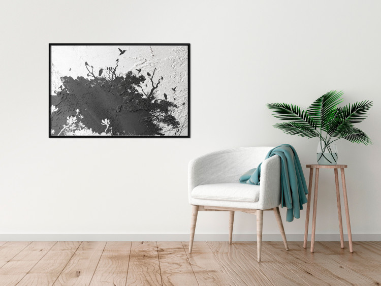 Poster Shadow of Nature - black and white landscape of tree and birds on a rough background 117249 additionalImage 5