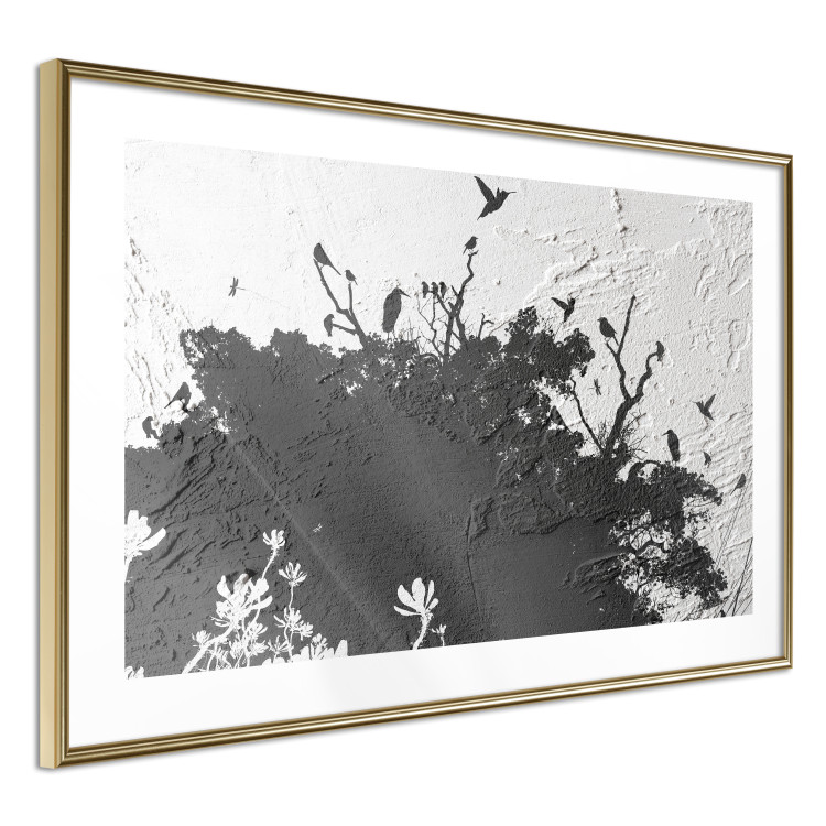 Poster Shadow of Nature - black and white landscape of tree and birds on a rough background 117249 additionalImage 6