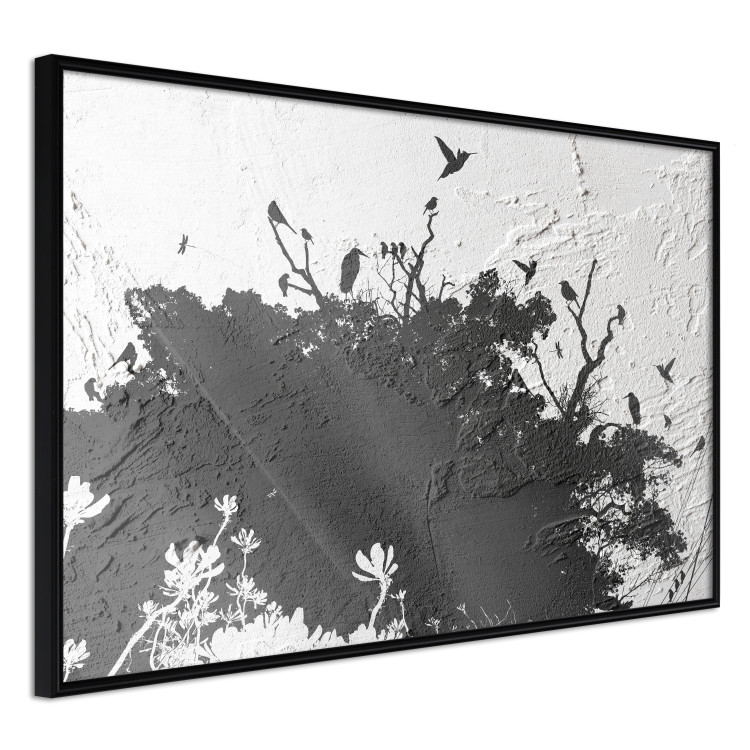 Poster Shadow of Nature - black and white landscape of tree and birds on a rough background 117249 additionalImage 10