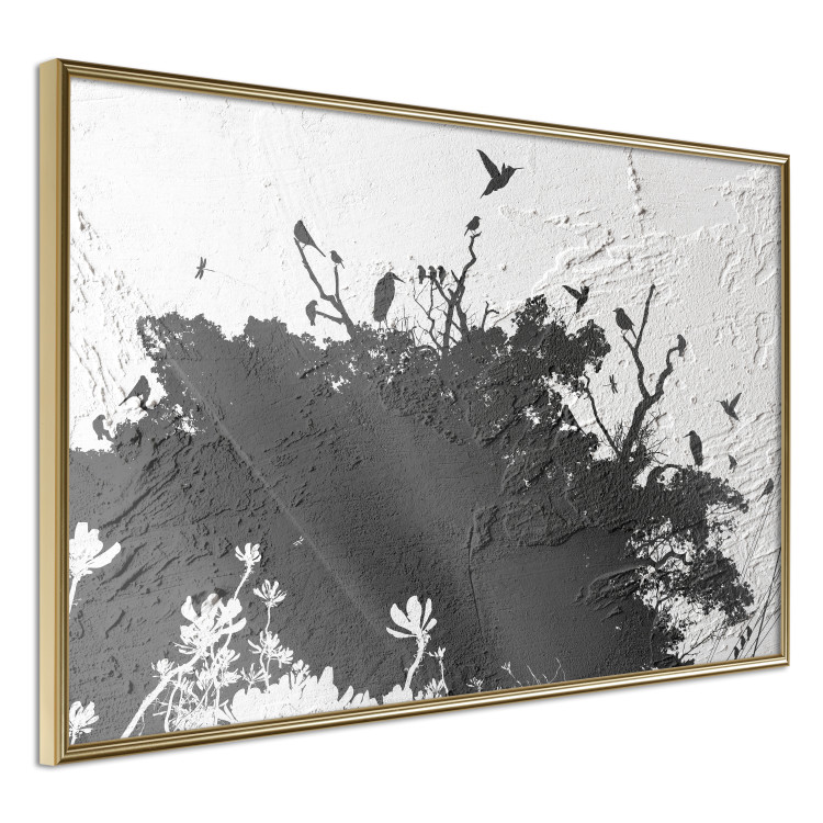 Poster Shadow of Nature - black and white landscape of tree and birds on a rough background 117249 additionalImage 12