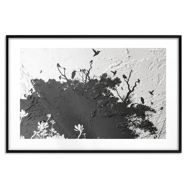 Poster Shadow of Nature - black and white landscape of tree and birds on a rough background 117249 additionalImage 15