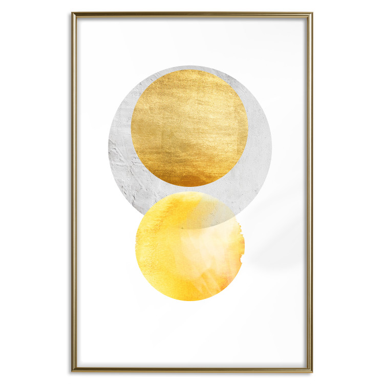 Wall Poster Lost Balls - simple geometric abstraction in gold and gray circles 117349 additionalImage 20