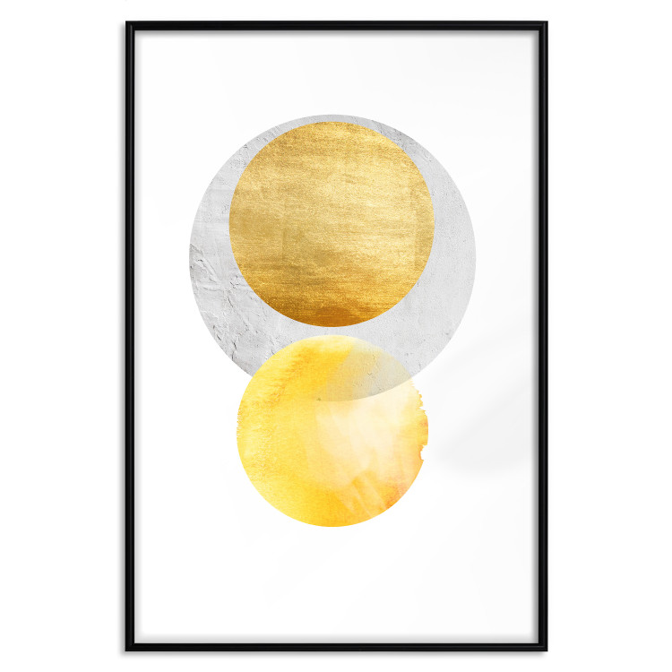 Wall Poster Lost Balls - simple geometric abstraction in gold and gray circles 117349 additionalImage 19