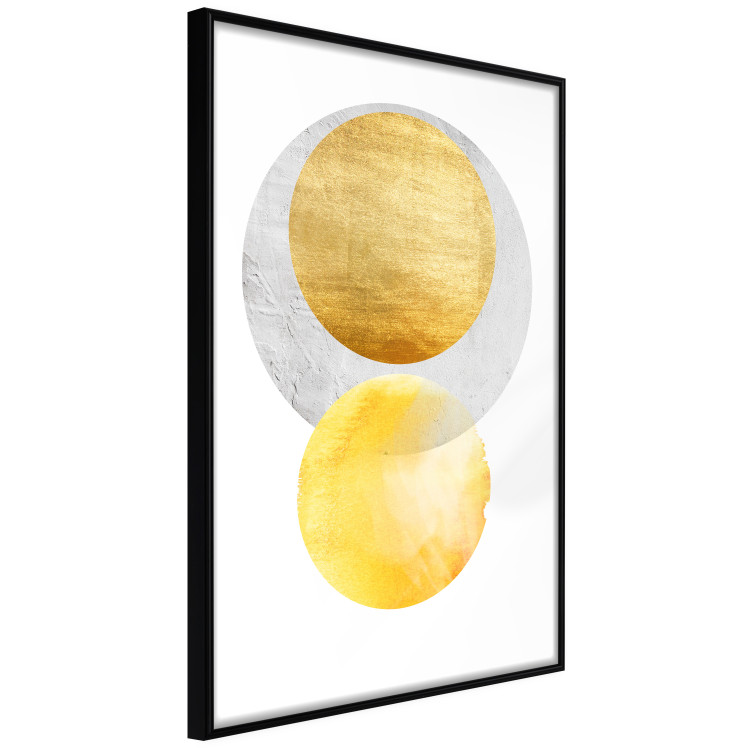 Wall Poster Lost Balls - simple geometric abstraction in gold and gray circles 117349 additionalImage 10