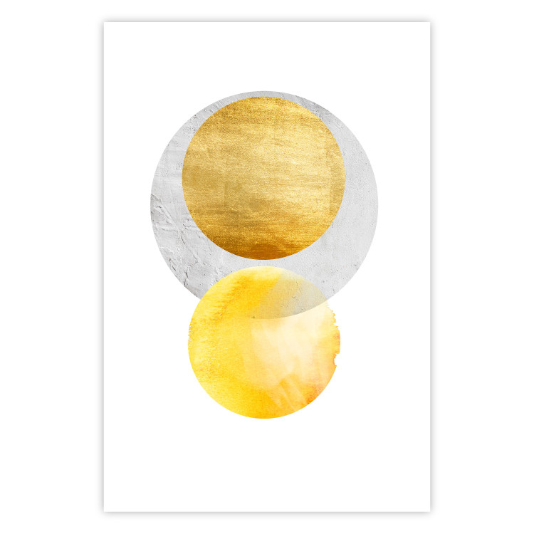 Wall Poster Lost Balls - simple geometric abstraction in gold and gray circles 117349 additionalImage 15