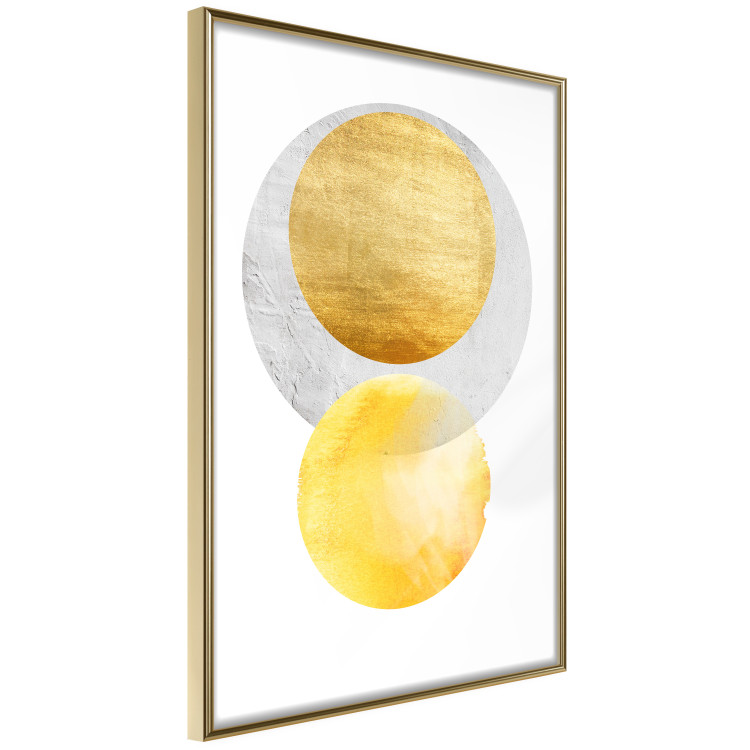 Wall Poster Lost Balls - simple geometric abstraction in gold and gray circles 117349 additionalImage 12
