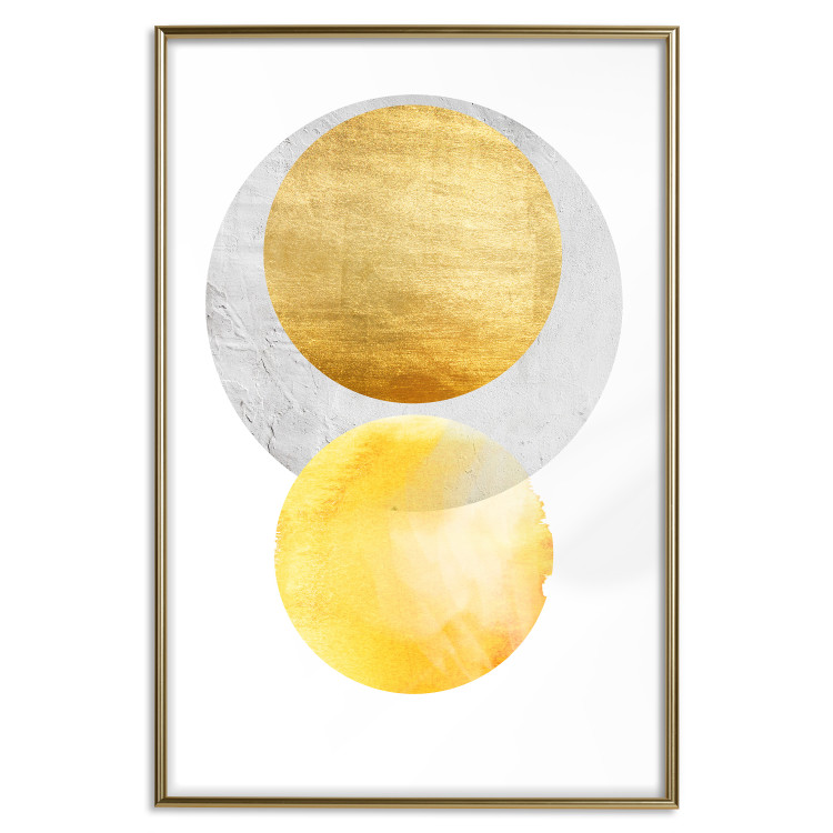 Wall Poster Lost Balls - simple geometric abstraction in gold and gray circles 117349 additionalImage 17