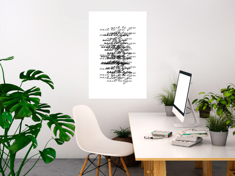 Wall Poster Next to you - black and white pattern with overlapping texts 117449 additionalImage 2