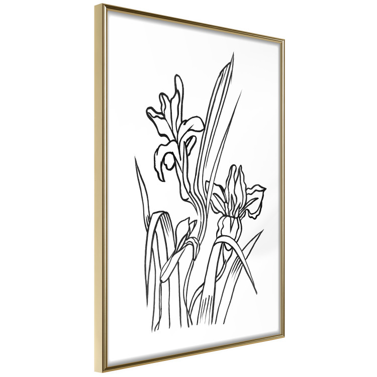 Wall Poster Iris in Love - black and white composition in line art with spring flowers 119049 additionalImage 14