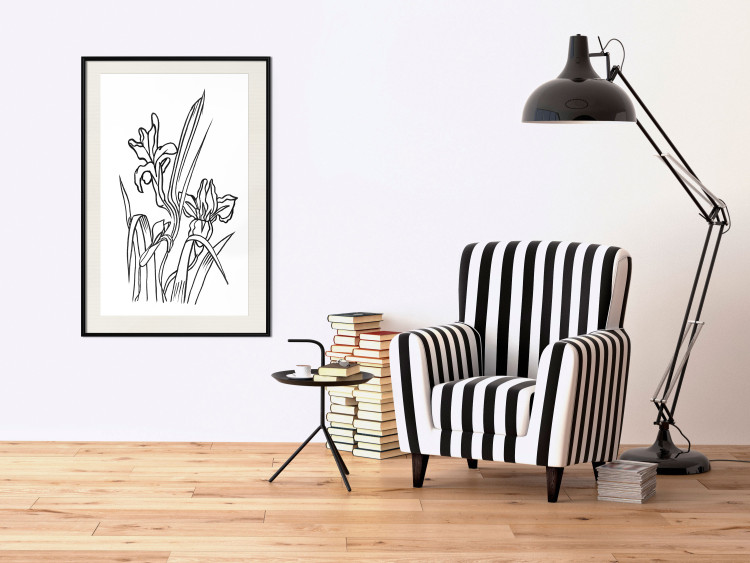 Wall Poster Iris in Love - black and white composition in line art with spring flowers 119049 additionalImage 22