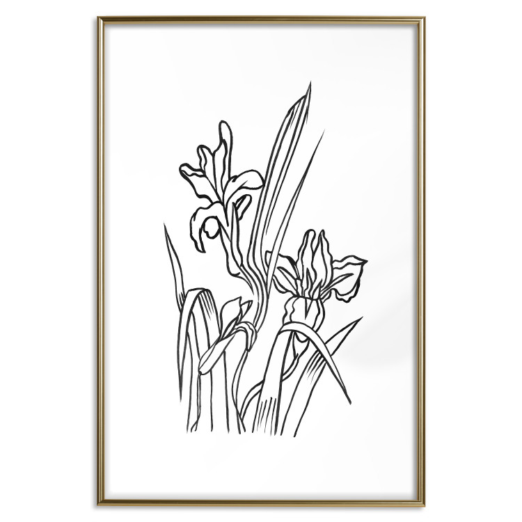 Wall Poster Iris in Love - black and white composition in line art with spring flowers 119049 additionalImage 27