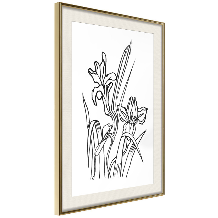 Wall Poster Iris in Love - black and white composition in line art with spring flowers 119049 additionalImage 2