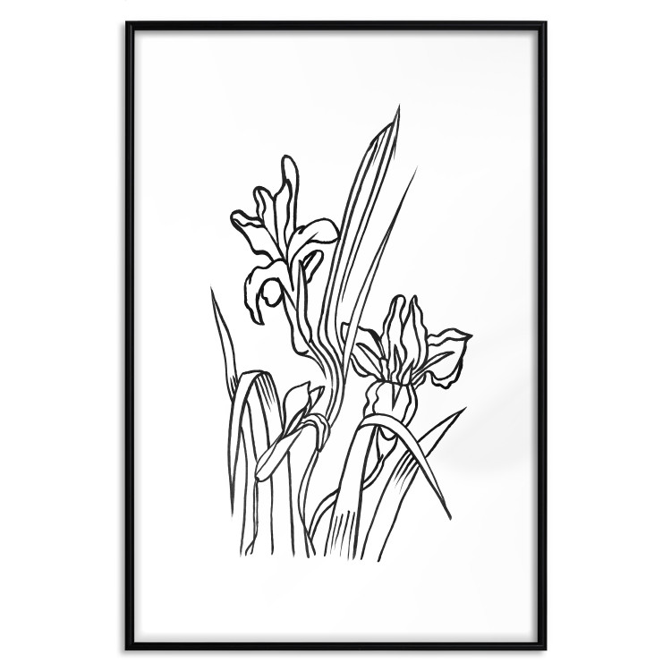 Wall Poster Iris in Love - black and white composition in line art with spring flowers 119049 additionalImage 26