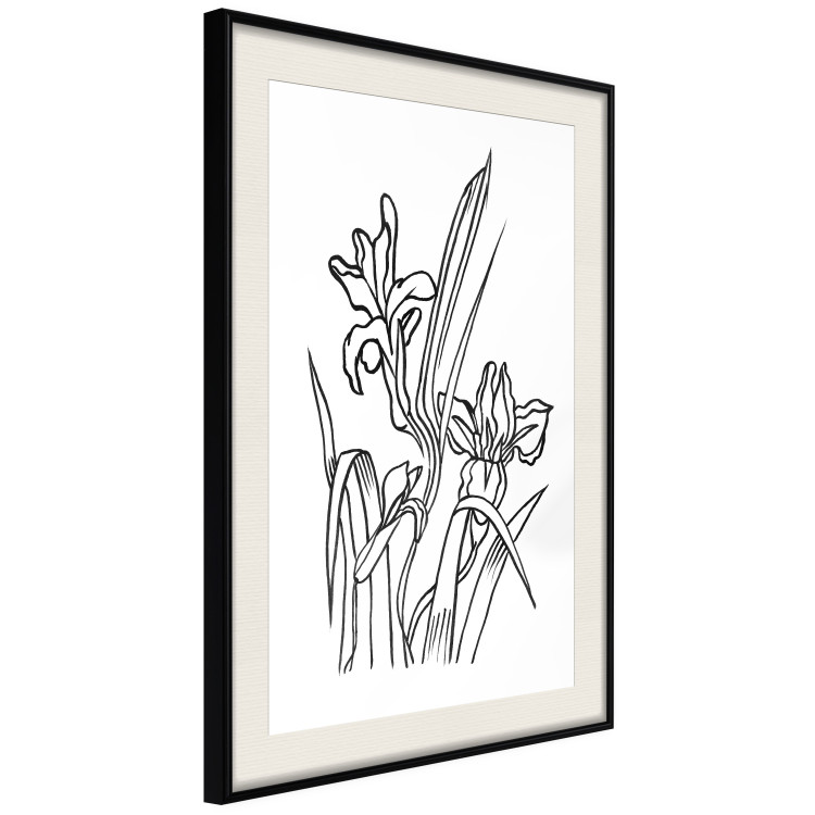 Wall Poster Iris in Love - black and white composition in line art with spring flowers 119049 additionalImage 3