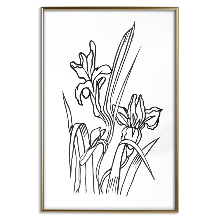 Wall Poster Iris in Love - black and white composition in line art with spring flowers 119049 additionalImage 25