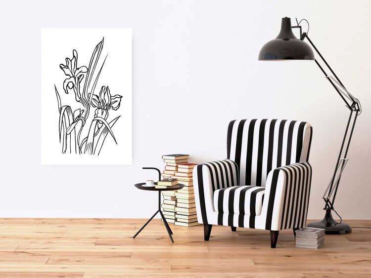 Wall Poster Iris in Love - black and white composition in line art with spring flowers 119049 additionalImage 16