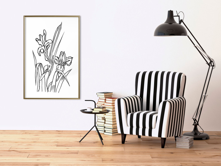 Wall Poster Iris in Love - black and white composition in line art with spring flowers 119049 additionalImage 7