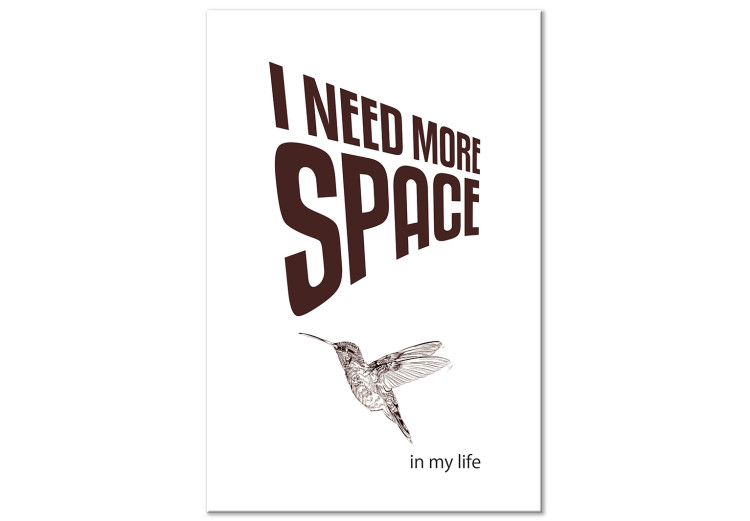 Canvas Art Print Life space - black inscription in English and graphic bird 122849