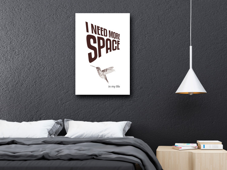 Canvas Art Print Life space - black inscription in English and graphic bird 122849 additionalImage 3