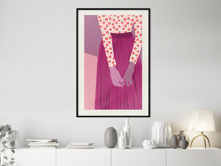 Poster Strawberry Lady - fruits on a female silhouette in pastel colors 123349 additionalImage 23