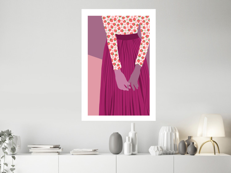 Poster Strawberry Lady - fruits on a female silhouette in pastel colors 123349 additionalImage 2