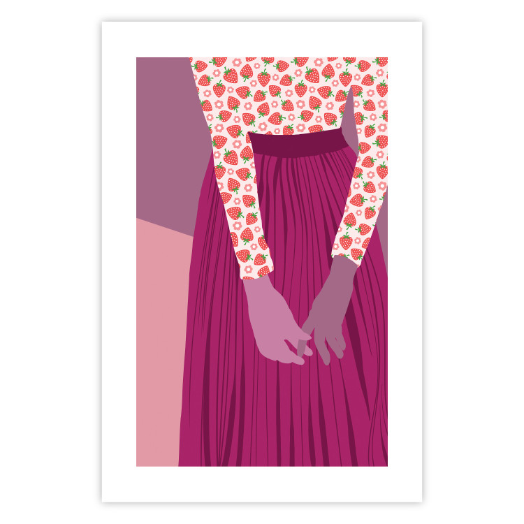 Poster Strawberry Lady - fruits on a female silhouette in pastel colors 123349 additionalImage 21