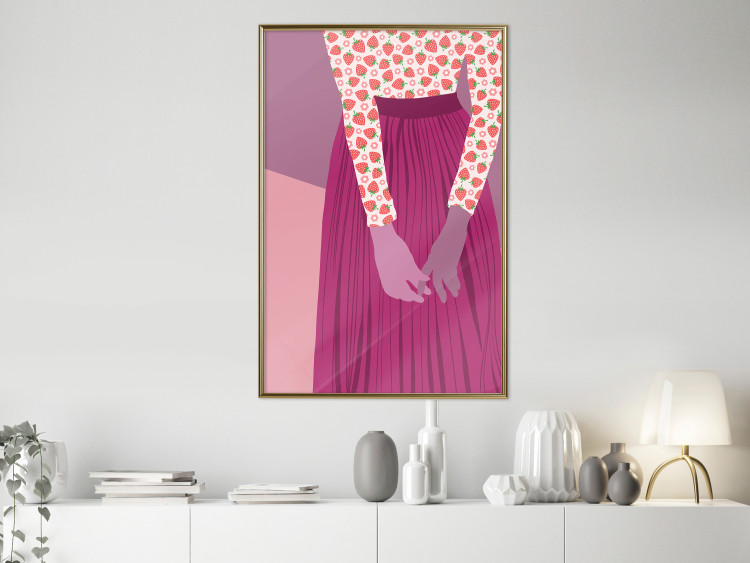 Poster Strawberry Lady - fruits on a female silhouette in pastel colors 123349 additionalImage 7