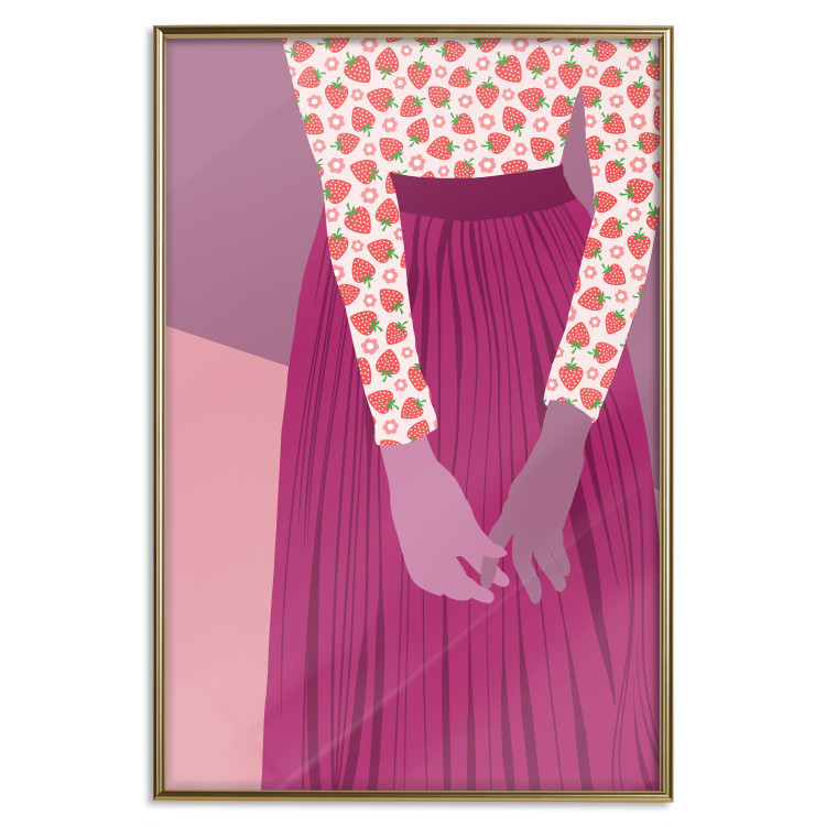 Poster Strawberry Lady - fruits on a female silhouette in pastel colors 123349 additionalImage 14