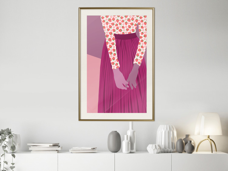 Poster Strawberry Lady - fruits on a female silhouette in pastel colors 123349 additionalImage 24