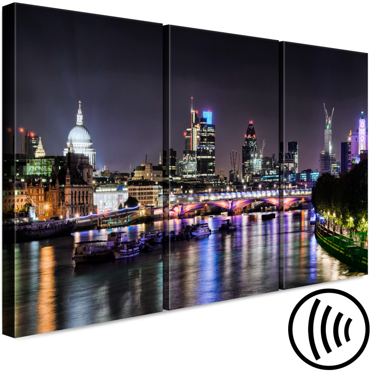 Canvas Print Triptych on the river in London - photo of the night city with bridge 123649 additionalImage 6