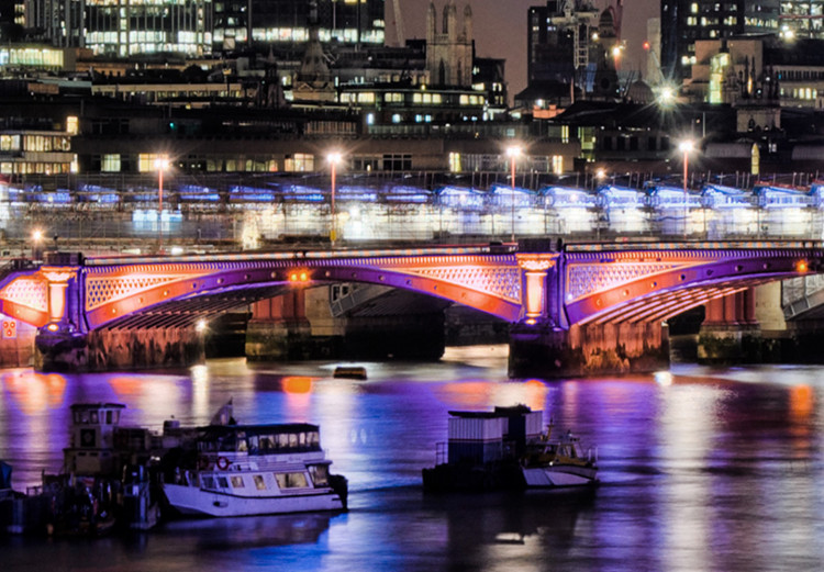 Canvas Print Triptych on the river in London - photo of the night city with bridge 123649 additionalImage 5