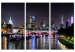 Canvas Print Triptych on the river in London - photo of the night city with bridge 123649