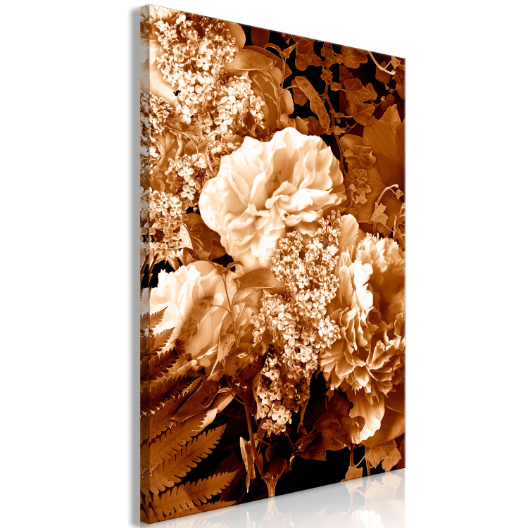 Canvas Art Print Autumn bouquet of flowers - a photograph of flowers in sepia colour 123849 additionalImage 2