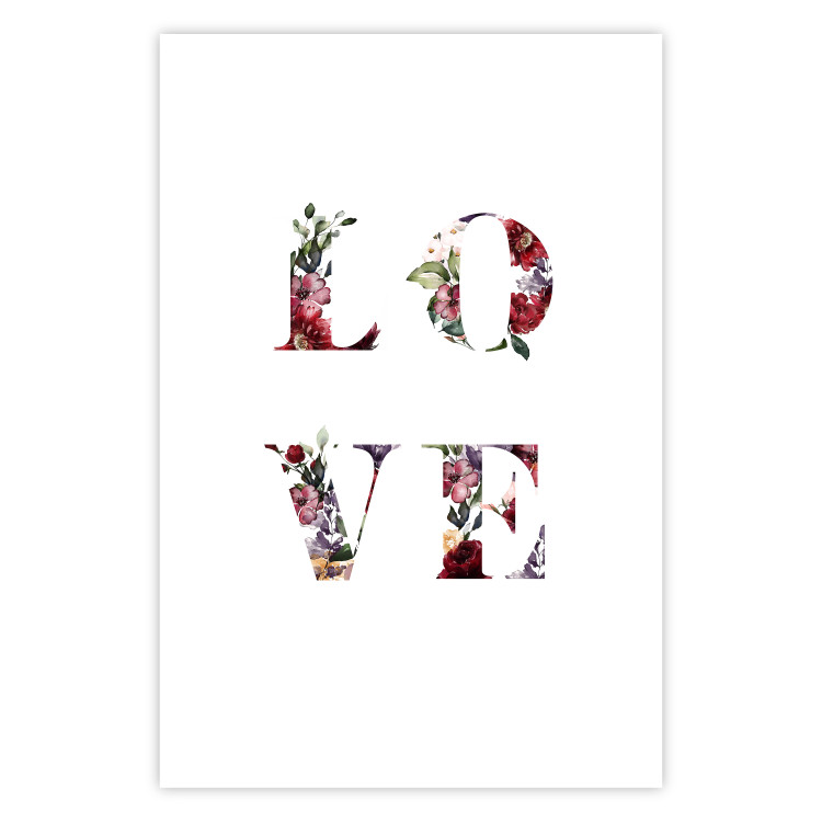 Poster Love in Flowers - text with colorful flowers in English inscription 124449 additionalImage 25