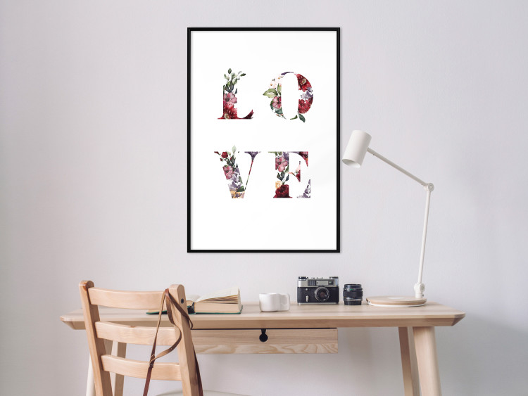 Poster Love in Flowers - text with colorful flowers in English inscription 124449 additionalImage 5